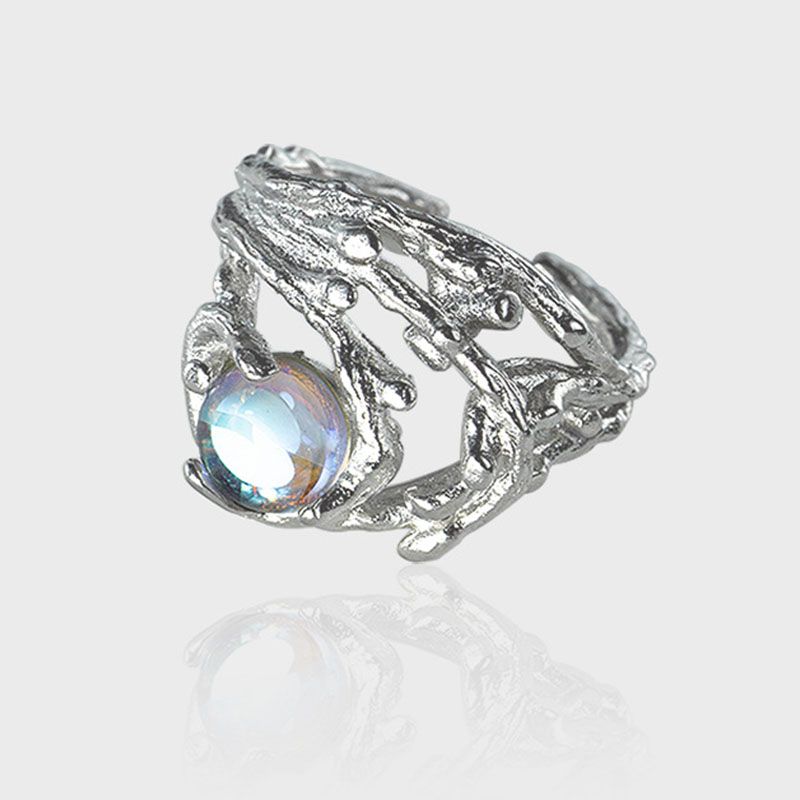 Kleur VENUS Sier Hollow Out Onregelmatige Opaal Ring Voor Vrouwen Meisje Maansteen Lava Sieraden Verjaardagscadeau Gehelen_voghion.com