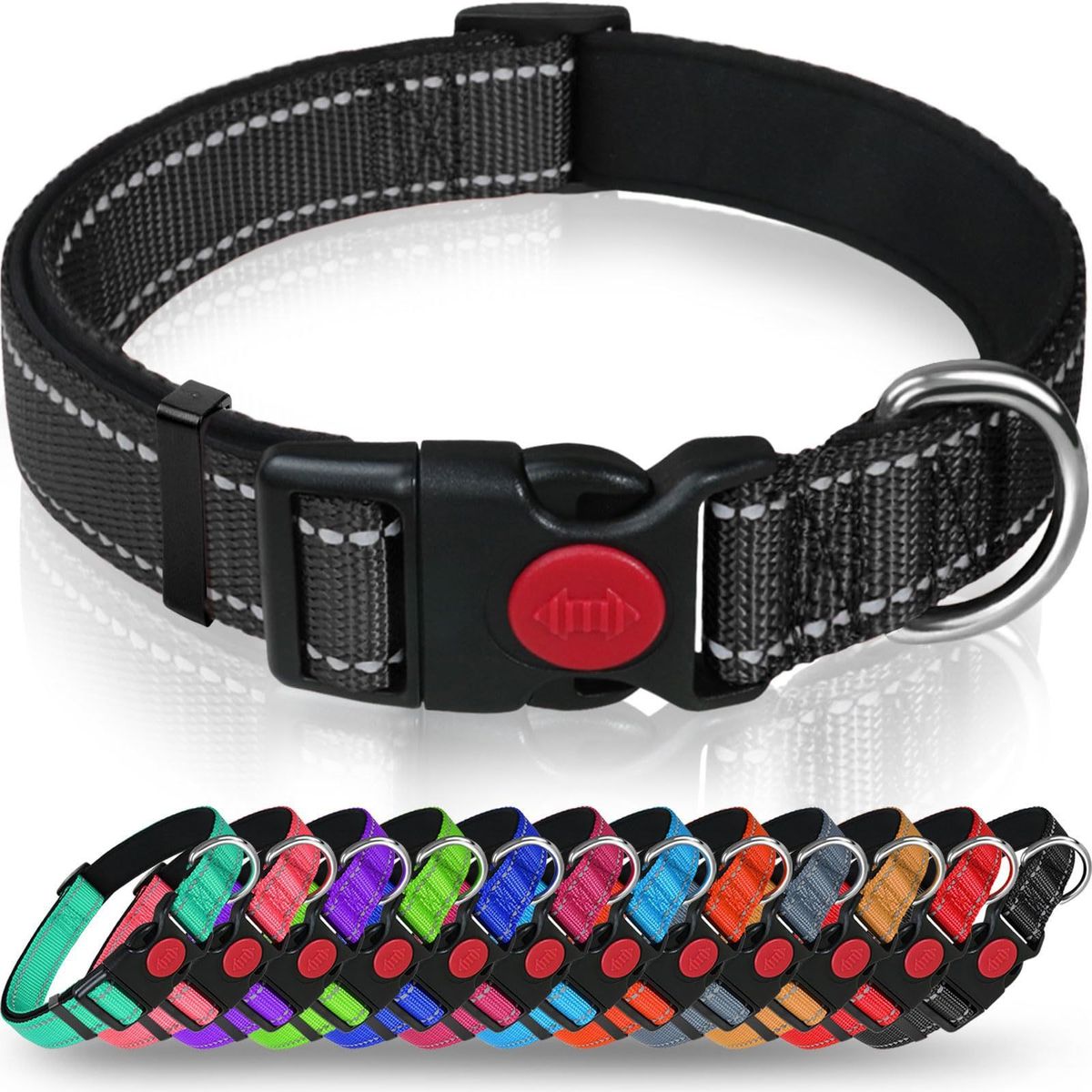 Supplies Adjustable Security Nylon Pet Leash Reflective Dog Collar Strap_voghion.com