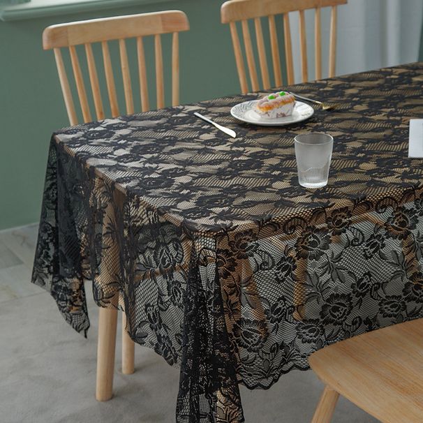 Elegant Lace Tablecloth – Luxury Polyester Cover For Tables, TV Stands & More (Multiple Sizes, White/Black, Slip-Resistant, Heatproof)_voghion.com