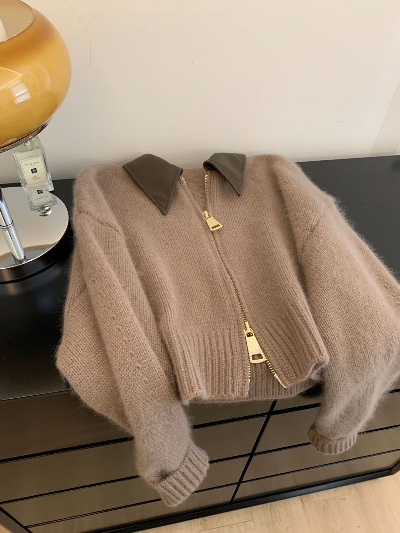 Women's Clothing knitted cardigan sweater jacket women's autumn clothing autumn and winter outer wear 2023 new style hot selling loose zipper top_voghion.com
