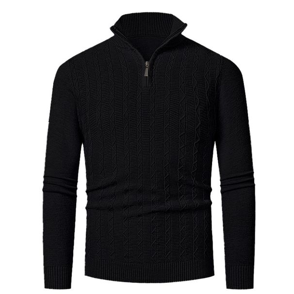 American Style Casual Half Zip Collar Thin Sweater Jacket Men's Autumn And Winter Simple Pullover Jacquard Sweater_voghion.com