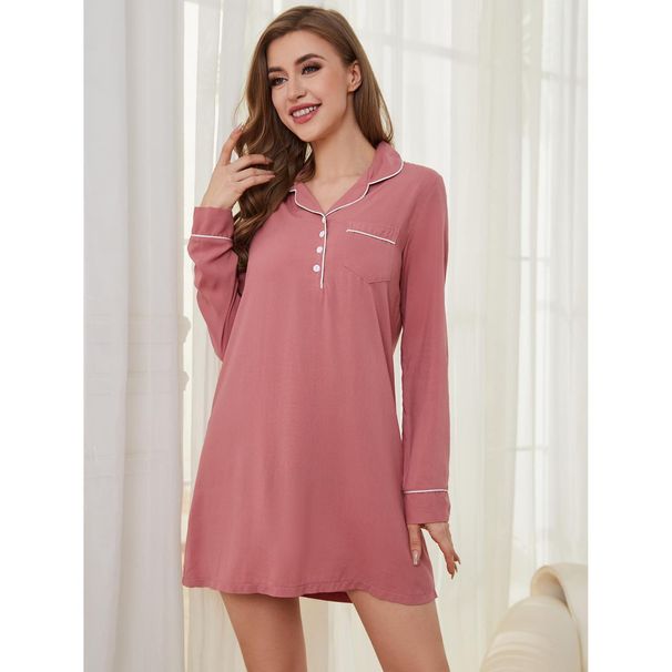 Long sleeved for women, simple and casual women's wear, long style home pajamas_voghion.com