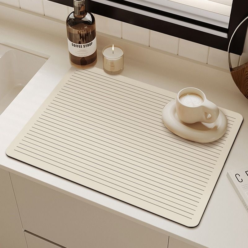 Minimalist Diatomite Kitchen Mat - Fast-Drying, Stain-Resistant Countertop Pad For Coffee Machines & Bar_voghion.com