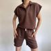 Nouvelle mode 2025 avec col, manches, haut ample, short attaché, ensemble deux pièces_voghion.com