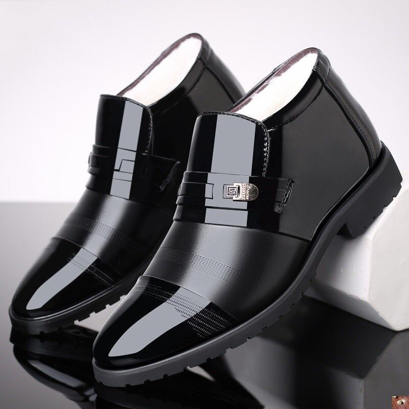 Herenschoenen van katoenleer plus fleece verdikt warm casual hoge herenschoenen_voghion.com