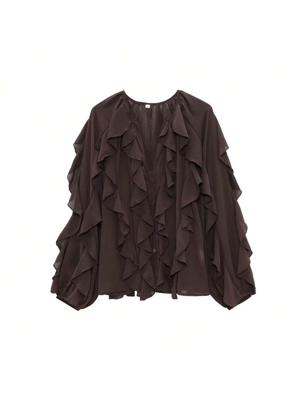 Damenbekleidung V-Ausschnitt Lagenbluse – Vielseitiges Langarm-Pullover-Oberteil für Damen_voghion.com