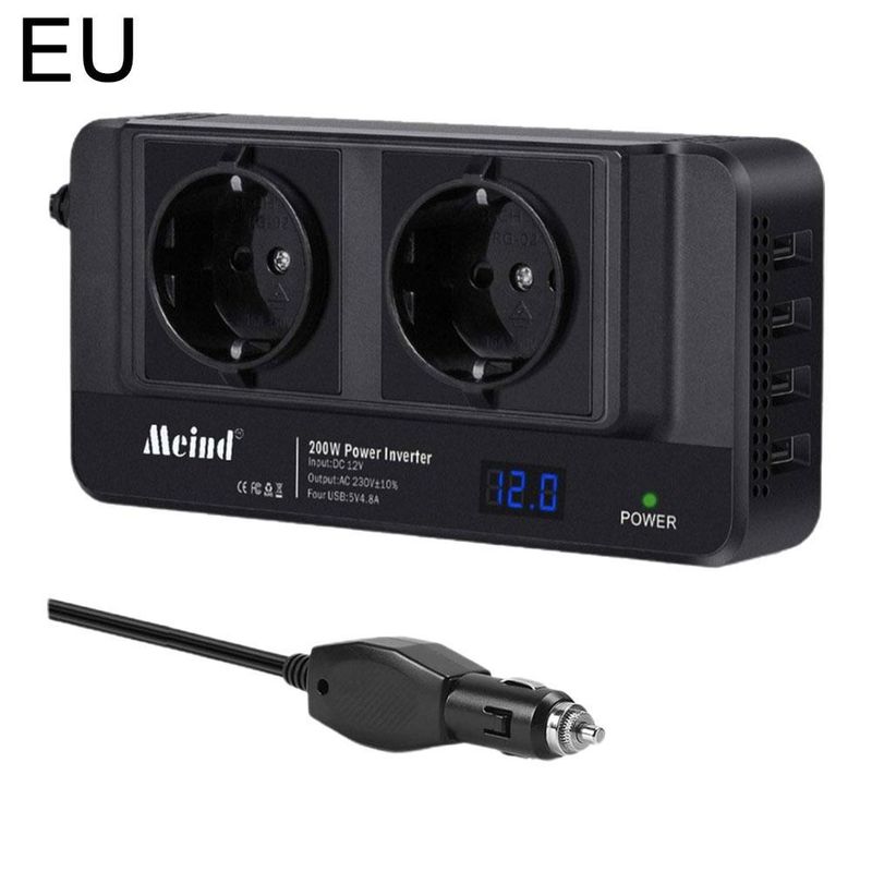 Automuundur 200W 12V - 220V 110V nelja pordiga USB + kahekordne pesa_voghion.com