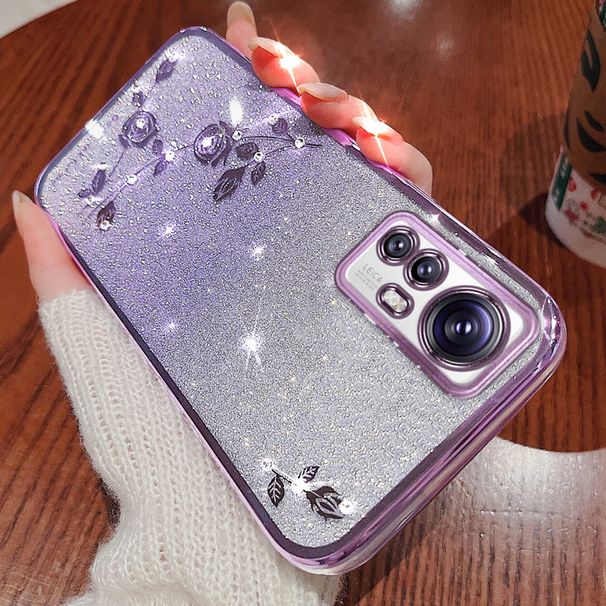 Bling Glitter Bloem Case Voor Xiaomi Redmi Note 12 12S 11 11S 10S 10 Pro Max Plus turbo Prime 12C 10C 11A Plating Soft Cover_voghion.com