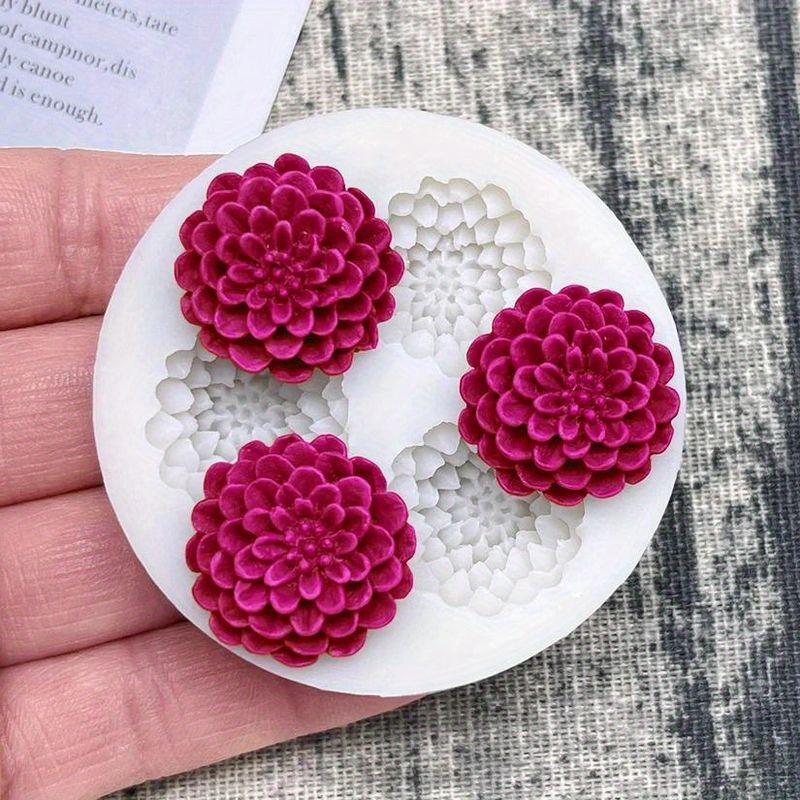 Çiçek Dahlia Silikon Kek Pişirme Kalıbı Şekerleme Çikolatalı Kek Reçine Araçları Fondan Dekorasyon Araçları_voghion.com