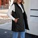 Women's Clothing Thin Warm Women's Lightweight Warm Quilted Vest Coat With Hood - Long Sleeveless Jacket For Casual Outfits (Black, Beige)_voghion.com