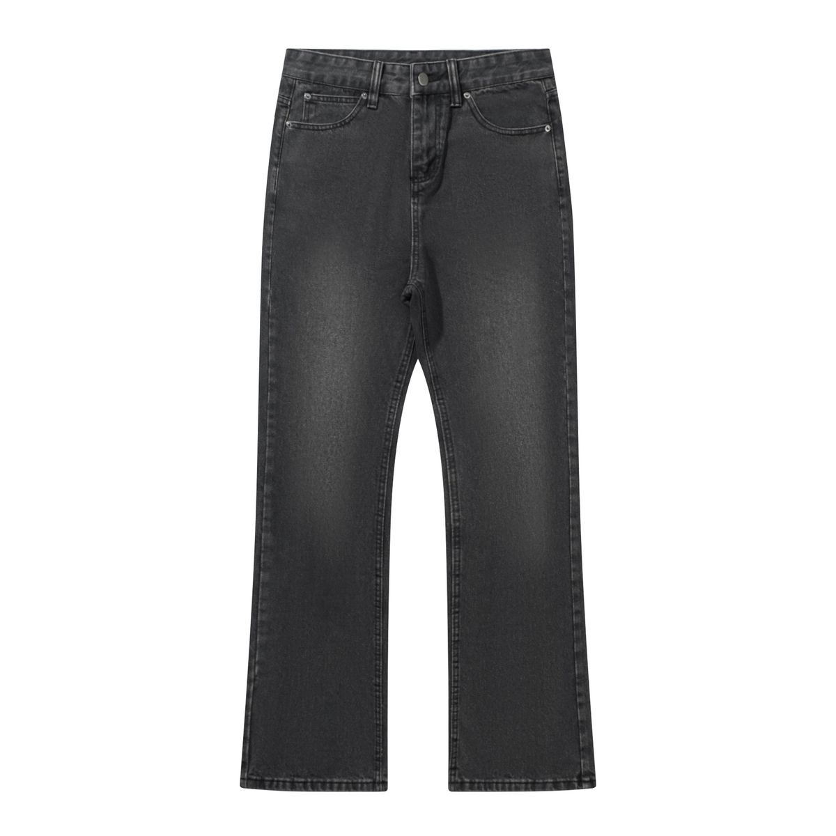 Herrenbekleidung, verwaschen, Used-Look, grau, gerades Bein, lässig, vielseitig, modisch, schlicht, ausgestellte Jeans_voghion.com