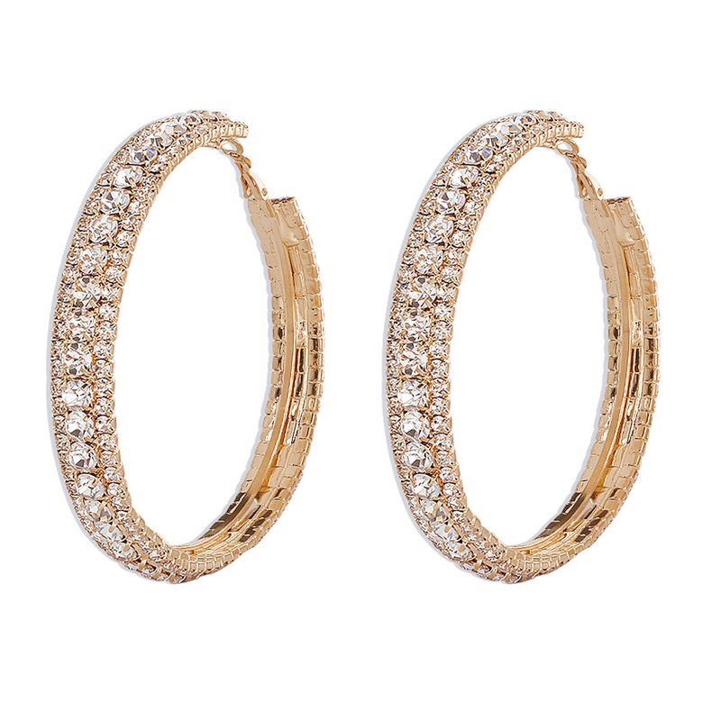 Simple Full Diamond Geometric Hoop Earrings Wholesale Nihaojewelry_voghion.com