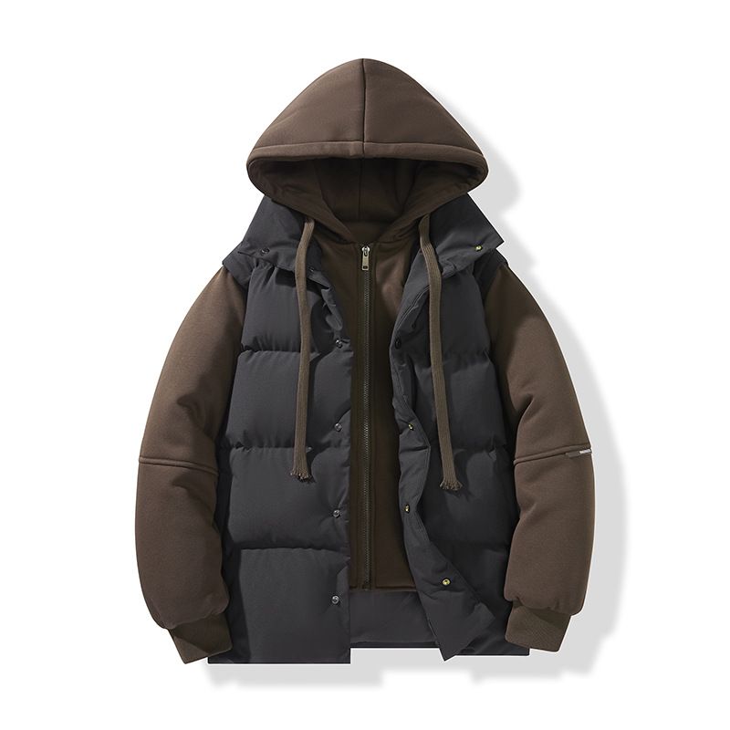 Piumino unisex con cappuccio – Cappotto leggero invernale con tasche con cerniera (nero/verde militare/oliva, S-4XL)_voghion.com