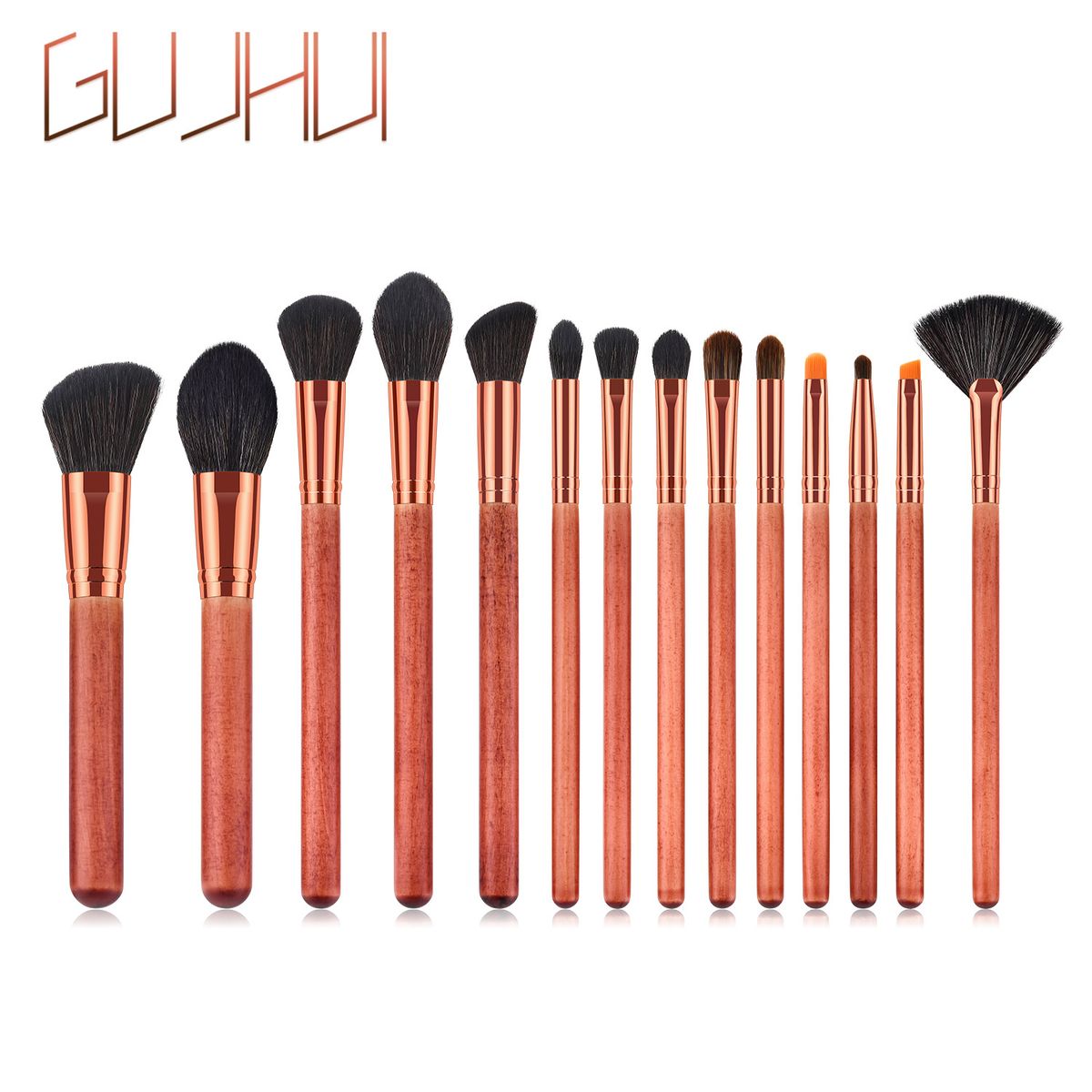 14 pcs makeup brushes, apricot pink, powder brush, flame brush, eye shadow brush, makeup tool GUJHUI_voghion.com