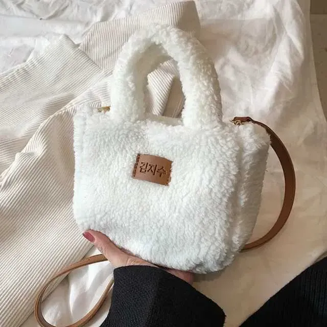 Designer Bag Womens bucket autumn winter plush shoulder cross body bag soft and fluffy wallet artificial cashmere womens_voghion.com