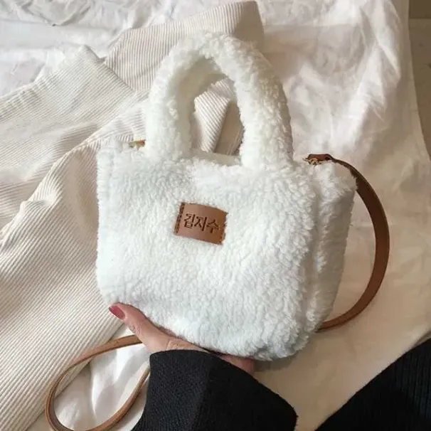 Designer Bag Womens bucket autumn winter plush shoulder cross body bag soft and fluffy wallet artificial cashmere womens_voghion.com