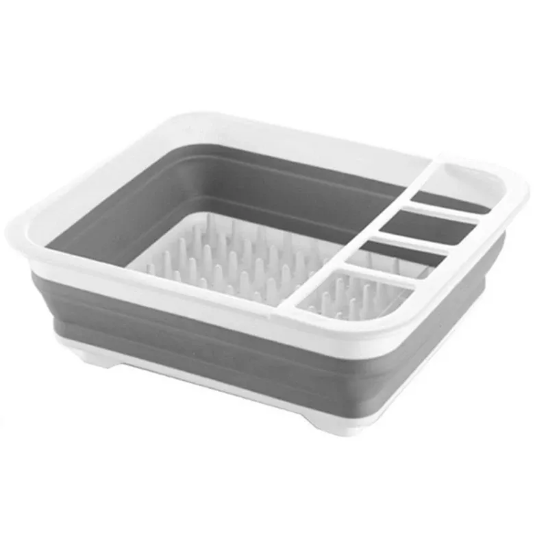 Foldable Dish Drying Rack 34×28×10cm | Space-Saving Sink Organizer | PP Plastic | Cutlery & Plate Drainer_voghion.com