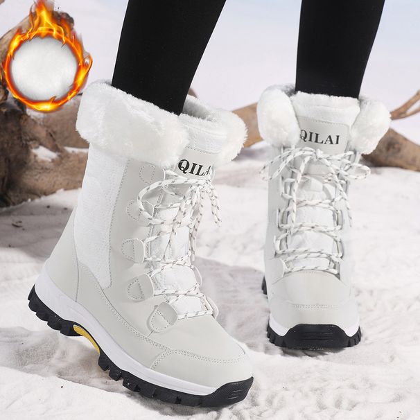 Scarponi da neve per donna, scarpe calde e alte in cotone con pile, scarponi da trekking per esterni, scarponi da sci_voghion.com