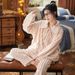 Pajamas Women's Autumn And Winter Long-sleeved Women's Simple And Comfortable Loungewear Can Be Worn Outside And Thickened_voghion.com