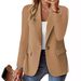 Eleganter Herbstblazer für Damen – Langärmliger Büro-Cardigan mit V-Ausschnitt und Taschen, lässiges Stretch-Polyester_voghion.com