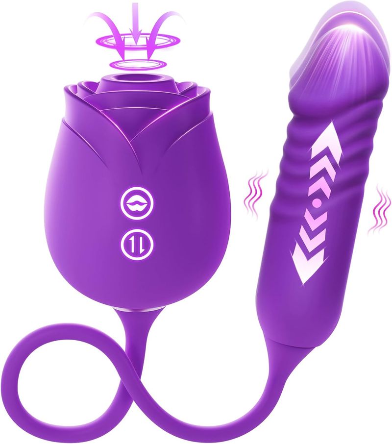 Vibrator Dildo Sex Toys For Women - MOOLIGIRL Rose Sex Toy With Thrusting G Spot Vibrators & 10 Sucking Modes For Clitoral Nipple Stimulation A_voghion.com