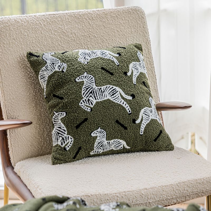Household Accessories Zebra Embroidery Pillow Nap Bay Window Cushion Back Living Room Sofa Pillowcase_voghion.com