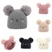 Platform specific autumn and winter children's cartoon double wool ball knitted hat_voghion.com