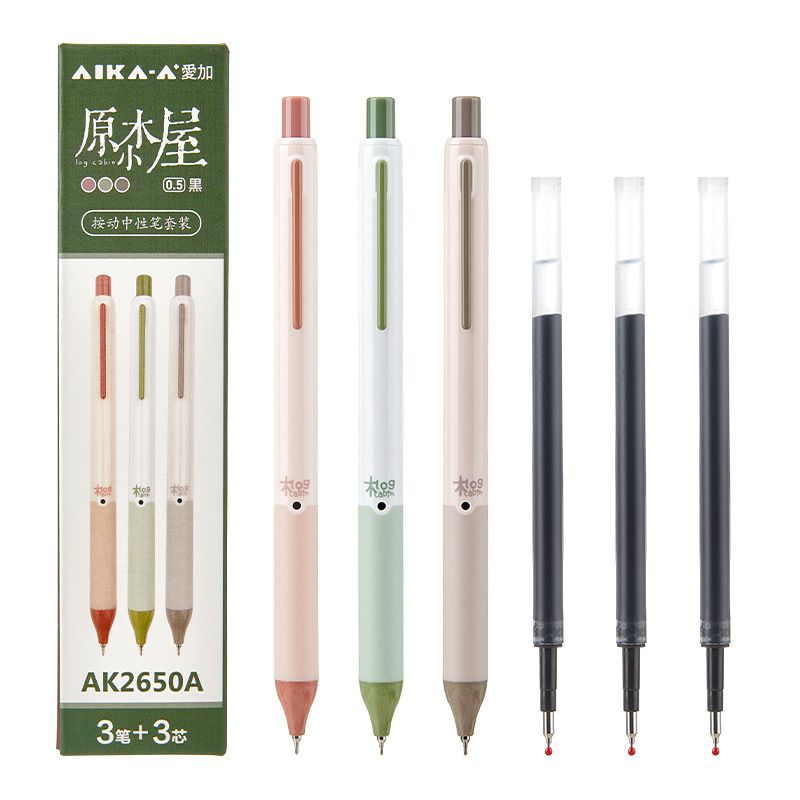 AIKA Gel Pen Set - 0.5mm Smooth Writing, Quick-Dry Ink, Morandi Color Series (3 Pens + 3 Refills) - Perfect For Office, Study & Daily Use​_voghion.com