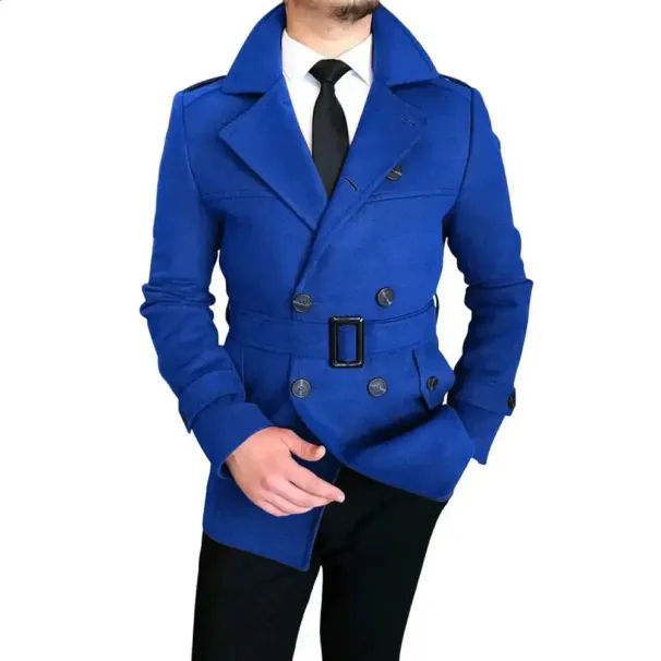 Autumn Winter Mens Double Breasted Woolen Overcoat High Quality Male Laple Belt Solid Thick Trench Coat Trend Outerwear_voghion.com