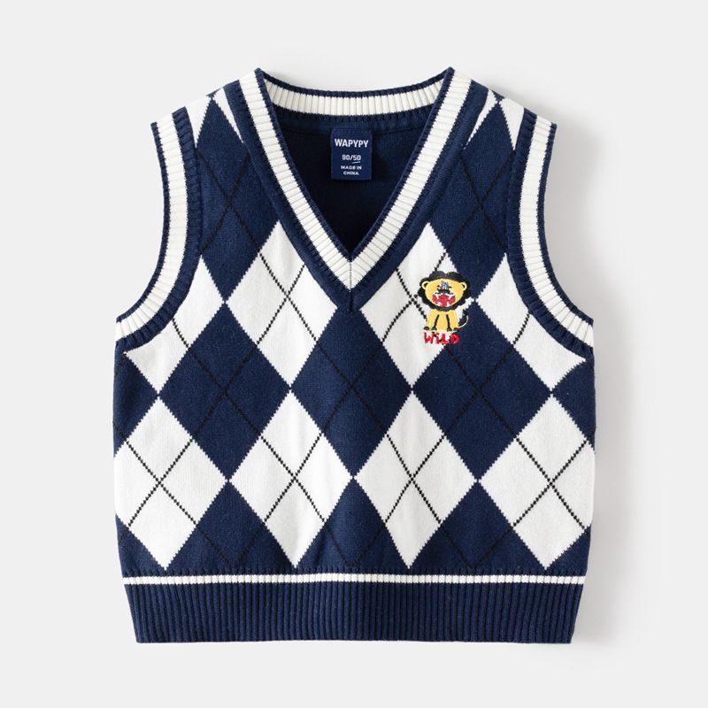 Children's Sweater Autumn/Winter Boy's Sweater Vest Baby V-neck Sleeveless_voghion.com