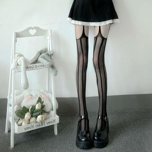 Hot girl JK summer internet celebrity ins knee high sexy black silk suspender pantyhose women gothic style fishing net_voghion.com