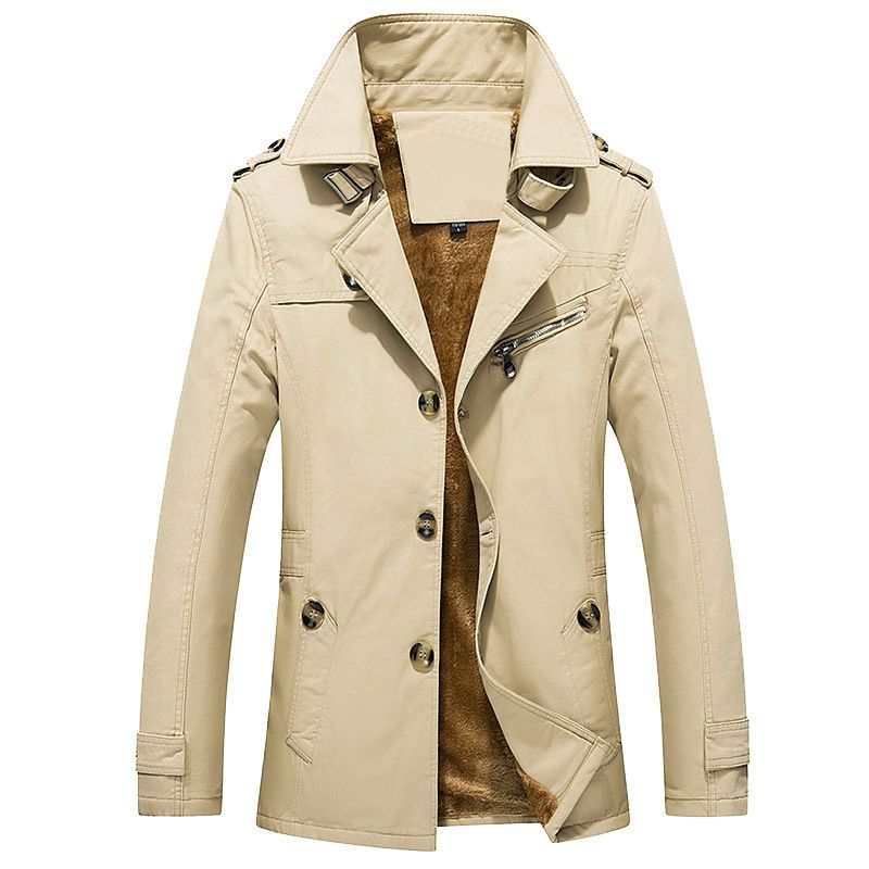 Herrenjacke aus gewaschener Baumwolle – Fleecegefütterter Wintermantel mit Stehkragen und Knopfverschluss (M-5XL)_voghion.com