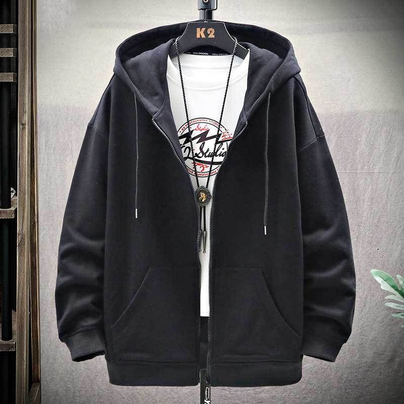 Herrenbekleidung Kapuzenjacke Sweatshirt Einfarbig Herrenstil Frühlings- und Herbstjacke Neuer Stil Trendige Marke Einfacher und vielseitiger Übermantel_voghion.com