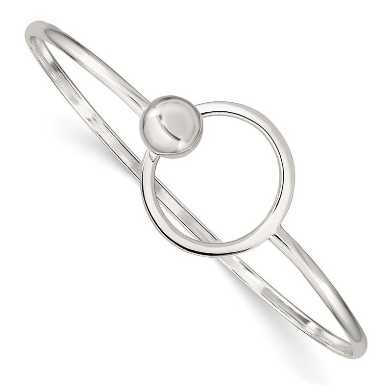 Sterling Silver Circle Bangle Bracelet_voghion.com