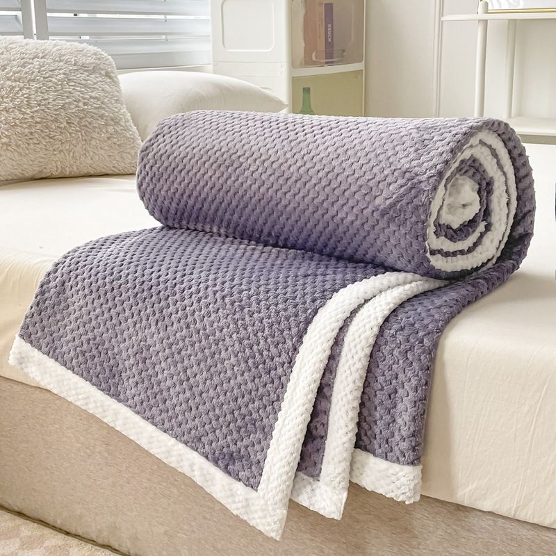 Pineapple Blanket Simple Solid Color Air Conditioning Blanket Falai Velvet Blanket Cloud Mink Blanket Beibei Velvet Blanket_voghion.com