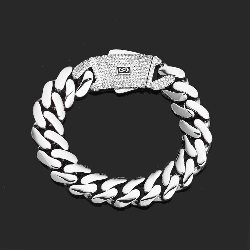 Men's Cuban Link Bracelet 14K Gold Plated Hip Hop Jewelry, High Quality Thick Chain Bracelet For Men, Trendy Unisex Accessory_voghion.com