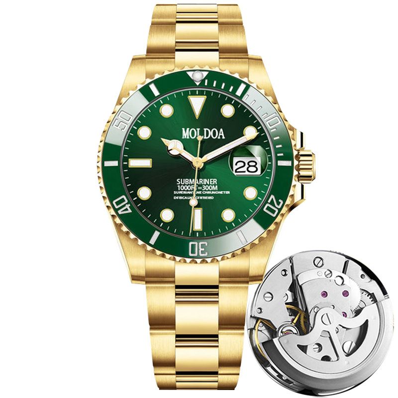 Kwai Full-automatic Fake Mechanical Watch Men's Waterproof Luminous Calendar Double Butterfly Button_voghion.com