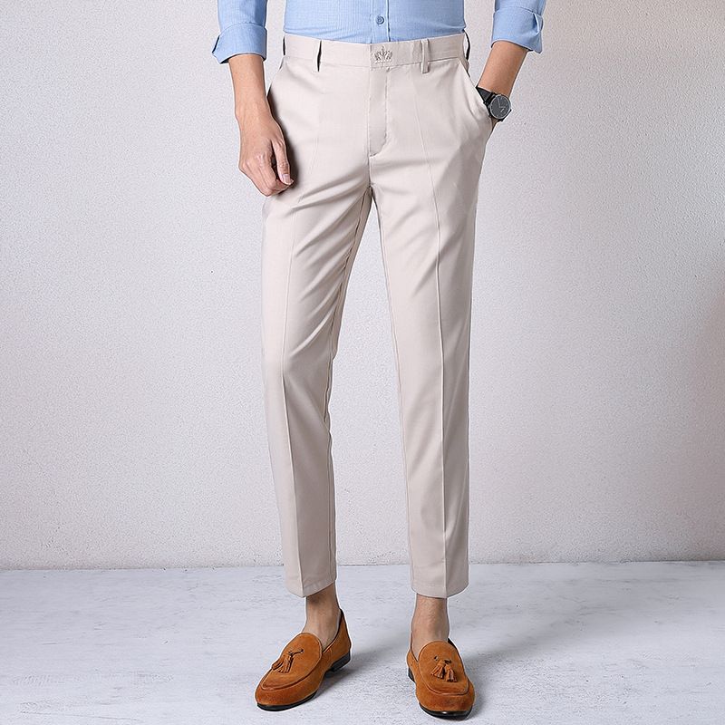 Costumes décontractés pour hommes pantalons nouvelle édition coréenne d'affaires coupe ajustée été jeunesse mode mince_voghion.com