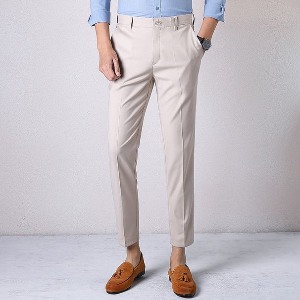 Costumes décontractés pour hommes pantalons nouvelle édition coréenne d'affaires coupe ajustée été jeunesse mode mince_voghion.com