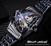 Black Skeleton Mechanical Watch Man Triangle Automatic Watches Stainless Steel Irregular Wristwatch Transparent Back Case_voghion.com
