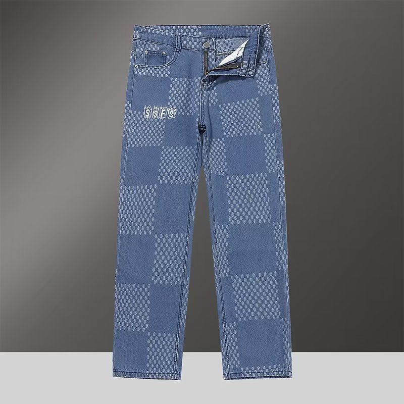 Vīriešu apģērbs Rūtains džinsa jaka vīriešu pavasara un rudens amerikāņu retro dizaina nišas pāris ar garām piedurknēm jaka garo bikšu kostīms_voghion.com