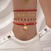 Rice String Beads Braided Rope Shell Four-Layer Anklet Geometric Inlaid Diamond Leaf Multi-Layer Foot Jewelry Set_voghion.com