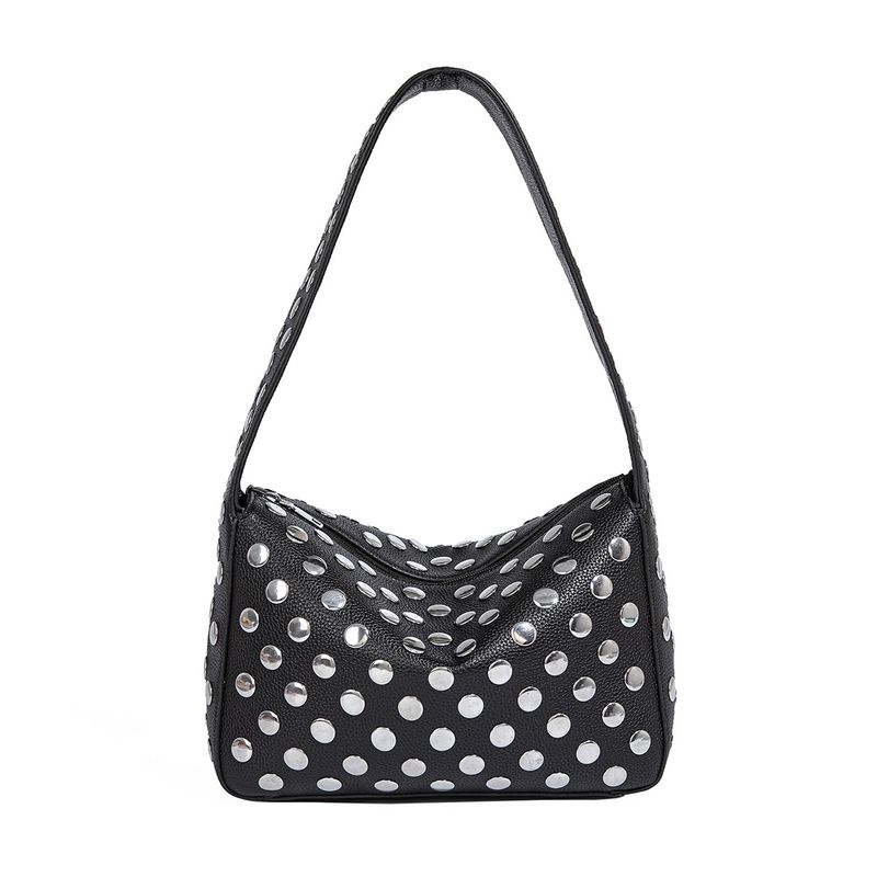 Borsa a tracolla da donna con rivetti decorativi, borsa a tracolla da motocicletta, borsa da ascella da donna retrò alla moda_voghion.com