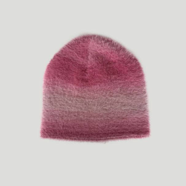 Handmade Original Gradient Retro Knitted Hat For Women, Autumn And Winter, Face Slimming, Soft Striped Knit Hat, Korean_voghion.com