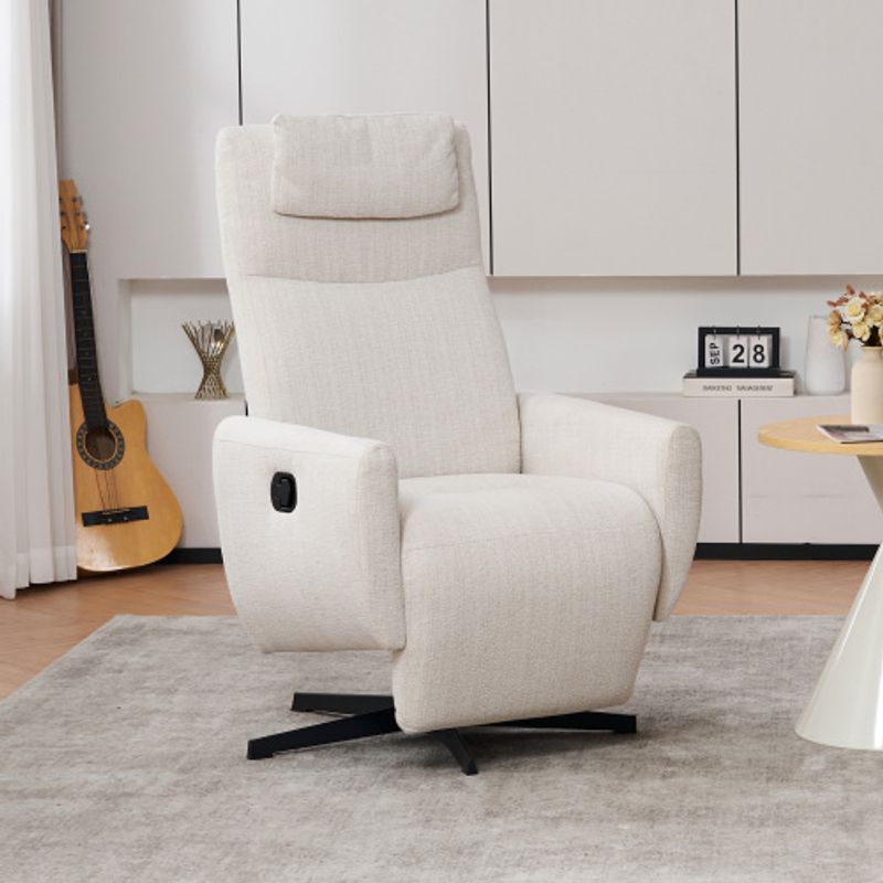 022 Bequemer Relaxsessel Mit Liegefunktion – Chenille Fernsehsessel Mit Fußstütze, Drehbarer Stillsessel & Loungesessel Für Wohnzimmer, Modernes Sofa, Beige_voghion.com