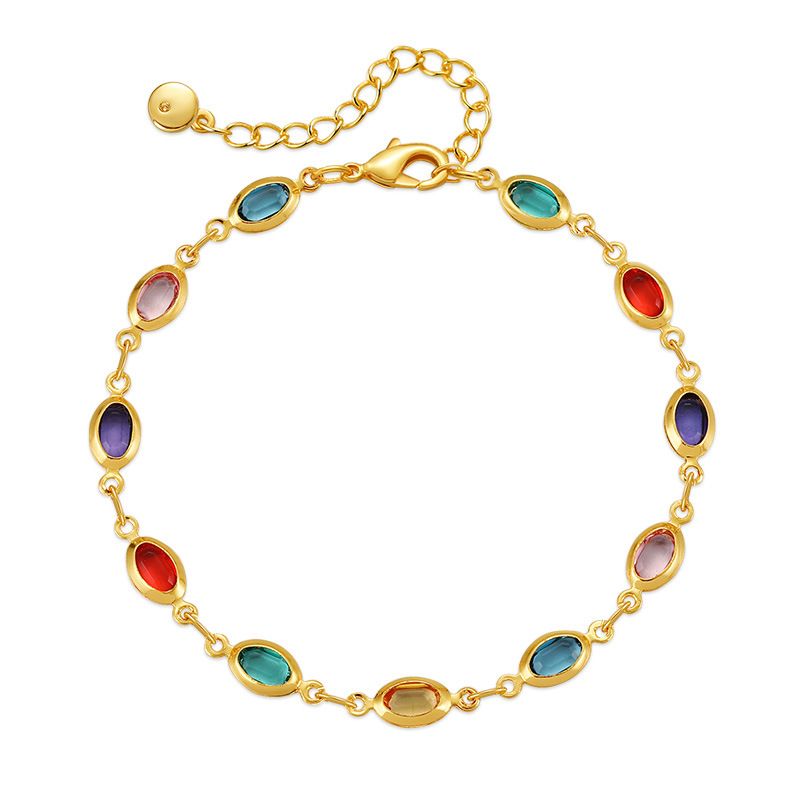 Exotisches buntes Acryl-Licht-Luxus-Temperament-Armband mit K-Echtgold-Kette, Reise-Gedenkarmband für das Meer_voghion.com