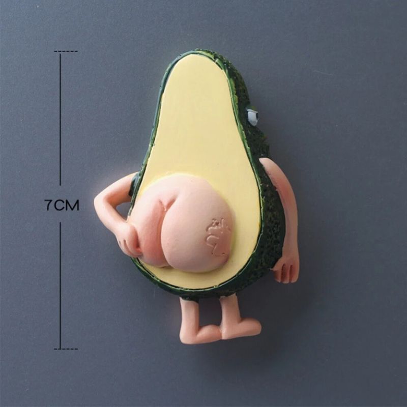 Prodotto Simpatico cartone animato Adesivi per frigorifero 3D Giocattoli per bambini Decorazione domestica creativa Magnete per frutta Messaggio di banana e avocado_voghion.com