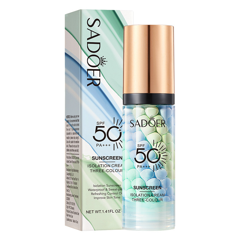 SADOER Three Color Isolation Repair Cream Is Refreshing, Non Greasy, And UV Resistant Sunscreen Lotion_voghion.com