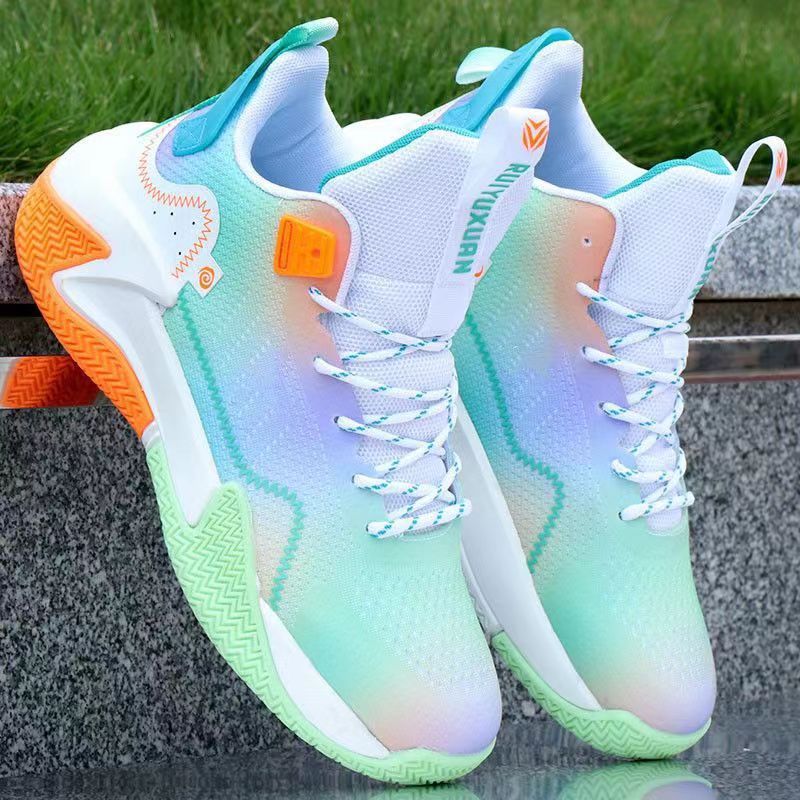 Men's Basketball Shoes 2025 Spring And Autumn New Colorful Mesh High-top Running Sneakers_voghion.com