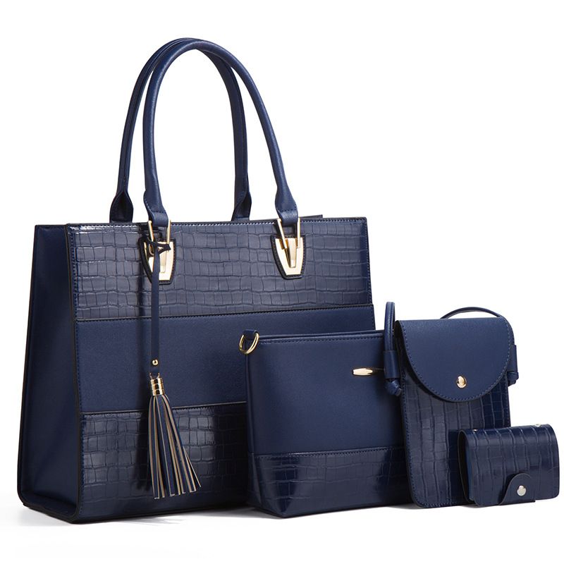 Women's Handbag Stylish Women's Bag One Shoulder Oblique Span Portable Retro Crocodile Print Four-piece Bag_voghion.com